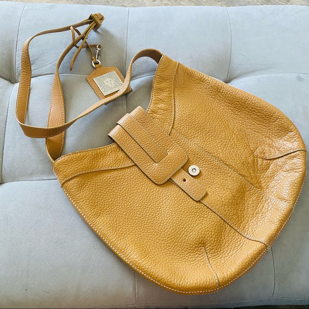 Vintage Anne Klein Tan Leather Button Satchel